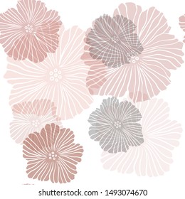 Light Red vector seamless elegant wallpaper with flowers. Doodle illustration of flowers in Origami style. Texture for window blinds, curtains.