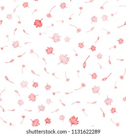 Light Red vector seamless hand painted texture. Shining colored illustration with leaves in doodle style. New template for your brand book.