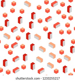 Light Red vector seamless, isometric layout with lines, rectangles. Illustration with set of colorful rectangles. Template for business cards, websites.