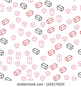 Light Red vector seamless, isometric backdrop with rhombus. Glitter abstract illustration with rectangular shapes. Texture for window blinds, curtains.