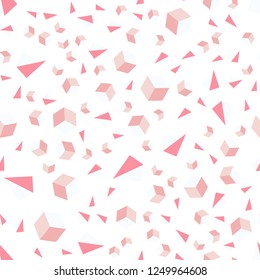 Light Red vector seamless, isometric background with triangles, cubes. Lines, rhombus with colorful gradient. Texture for window blinds, curtains.