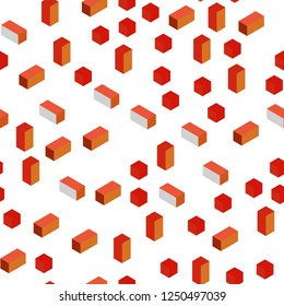 Light Red vector seamless, isometric backdrop with rhombus. Modern abstract illustration with colorful rectangles. Texture for window blinds, curtains.