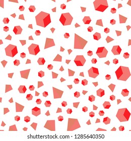 Light Red vector seamless, isometric backdrop with lines, rhombus. Decorative design in abstract style with lines, cubes. Pattern for design of fabric, wallpapers.