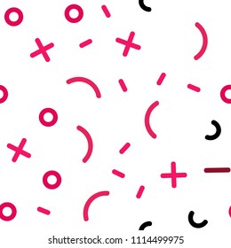 Light Red vector seamless layout with simple elements. Decorative abstract design of repeating lines, circles. Pattern for design of window blinds, curtains.