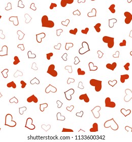 Light Red vector seamless layout with sweet hearts. Blurred decorative design in doodle style with hearts. Template for Valentine's greeting postcards.