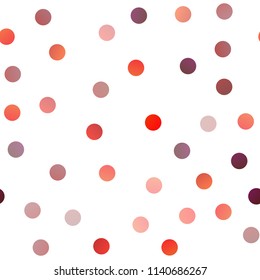 Light Red vector seamless layout with circle shapes. Blurred bubbles on abstract background with colorful gradient. Pattern can be used as texture of water, rain drops.