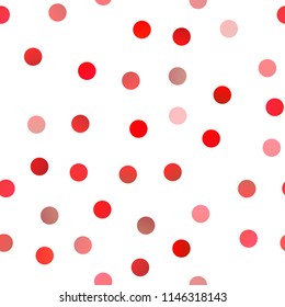 Light Red vector seamless layout with circle shapes. Modern abstract illustration with colorful water drops. Pattern can be used as texture of water, rain drops.