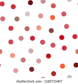Light Red vector seamless layout with circle shapes. Glitter abstract illustration with blurred drops of rain. New design for ad, poster, banner of your website.