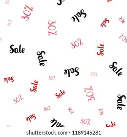 Light Red vector seamless layout with discount of 30%. Colorful set of  percentage signs in simple style. Backdrop for mega promotions, discounts.