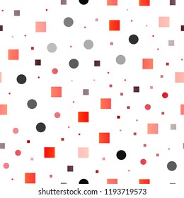 Light Red vector seamless layout with circle spots, cubes. Illustration with set of shining colorful abstract circles, cubes. Trendy design for wallpaper, fabric makers.
