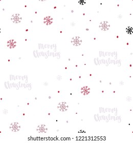 Light Red vector seamless layout with bright snowflakes. Colorful decorative design in xmas style with snow. Pattern for trendy fabric, wallpapers.