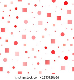 Light Red vector seamless layout with circle spots, cubes. Colorful gradient with circles, rectangles on abstract backdrop. Pattern for design of window blinds, curtains.