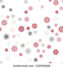 Light Red vector seamless layout with bright snowflakes. Snow on blurred abstract background with gradient. Pattern for design of fabric, wallpapers.
