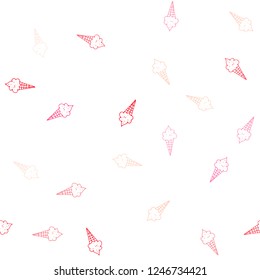 Light Red vector seamless layout with ice-cream set. Set of abstract ice-cream cones with colorful gradient. Pattern for ads of breakfast, lunch, dinner.