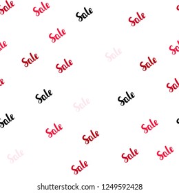 Light Red vector seamless layout with discount words. Gradient illustration with discount signs on white backdrop. Pattern for ads, posters, banners of sales.