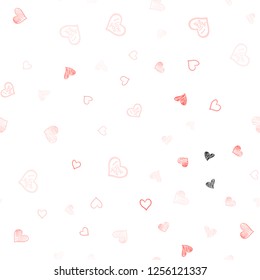 Light Red vector seamless layout with sweet hearts. Glitter abstract illustration with colorful hearts in romantic style. Pattern for marriage gifts, congratulations.