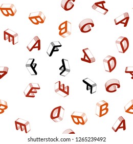 Light Red vector seamless layout with 3D latin alphabet. Shining colorful 3D illustration with isolated letters. Texture for window blinds, curtains.