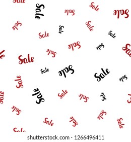 Light Red vector seamless layout with discount words. Abstract illustration with colorful gradient symbols of sales. Template for season sales, shopping ads.