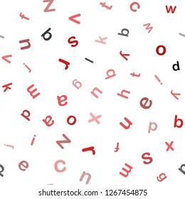 Light Red vector seamless layout with latin alphabet. Modern geometrical illustration with ABC english symbols. Pattern for design of fabric, wallpapers.