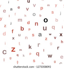 Light Red vector seamless layout with latin alphabet. Shining colorful illustration with isolated letters. Pattern for trendy fabric, wallpapers.