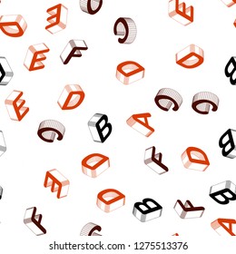 Light Red vector seamless layout with 3D latin alphabet. Colorful 3D alphabet signs with gradient on white background. Design for textile, fabric, wallpapers.