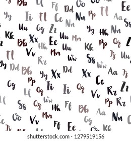 Light Red vector seamless layout with latin alphabet. Shining illustration with ABC symbols on abstract template. Texture for window blinds, curtains.