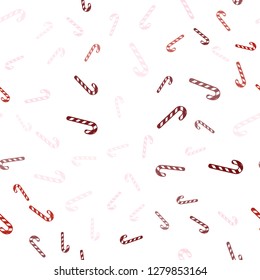 Light Red vector seamless layout with christmas sweet desserts.