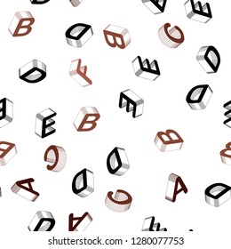 Light Red vector seamless layout with 3D latin alphabet. Abstract illustration with 3D ABC symbols. Pattern for trendy fabric, wallpapers.
