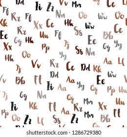 Light Red vector seamless layout with latin alphabet. Modern geometrical illustration with ABC english symbols. Pattern for trendy fabric, wallpapers.