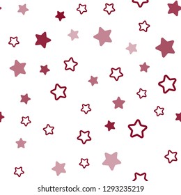 Light Red vector seamless layout with bright stars. Decorative shining illustration with stars on abstract template. Design for wallpaper, fabric makers.