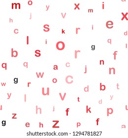 Light Red vector seamless layout with latin alphabet. Modern geometrical illustration with ABC english symbols. Design for textile, fabric, wallpapers.