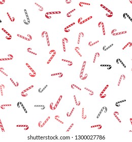 Light Red vector seamless layout with christmas sweet desserts.