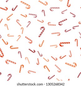 Light Red vector seamless layout with christmas sweet desserts.