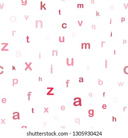 Light Red vector seamless layout with latin alphabet. Abstract illustration with colored latin alphabet. Design for wallpaper, fabric makers.