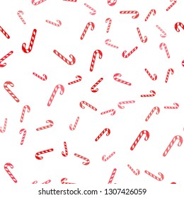 Light Red vector seamless layout with christmas sweet desserts.
