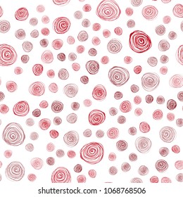 Light Red vector seamless natural abstract design. Sketchy doodles with flowers on blurred background. Hand painted design for web, wrapping, wallpaper.