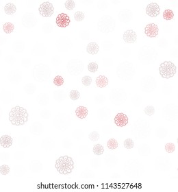 Light Red vector seamless natural elegant artwork. A vague abstract illustration with flowers in doodles style. Pattern for wallpapers and coloring books.
