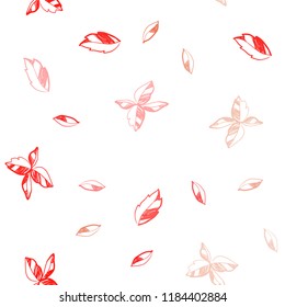 Light Red vector seamless natural artwork with leaves. An elegant bright illustration with leaves in Natural style. Pattern for design of fabric, wallpapers.