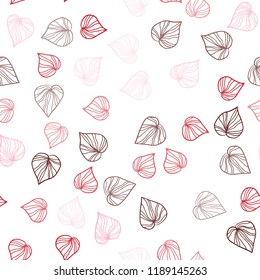 Light Red vector seamless natural background with leaves. Modern geometrical abstract illustration with leaves. Pattern for trendy fabric, wallpapers.
