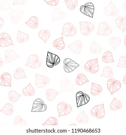 Light Red vector seamless natural background with leaves. leaves on elegant natural pattern with gradient. Template for business cards, websites.