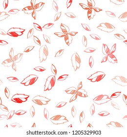 Light Red vector seamless natural background with leaves. Doodle illustration of leaves in Origami style with gradient. Pattern for design of fabric, wallpapers.