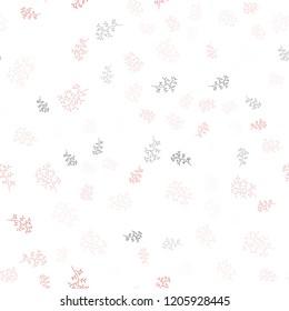 Light Red vector seamless natural artwork with leaves, branches. Illustration with doodles on abstract template. Pattern for design of window blinds, curtains.
