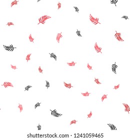 Light Red vector seamless natural backdrop with leaves. Shining colored illustration with leaves in doodle style. Trendy design for wallpaper, fabric makers.