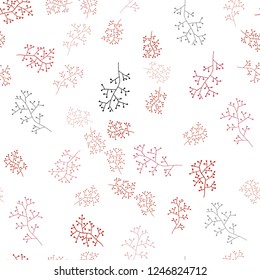 Light Red vector seamless natural backdrop with branches. Abstract illustration with leaves, branches in doodles style. Design for textile, fabric, wallpapers.