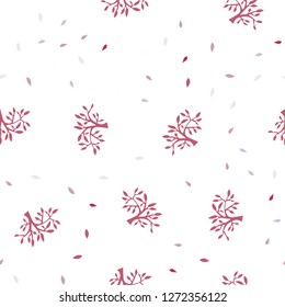 Light Red vector seamless natural background with leaves, branches. Modern abstract illustration with leaves and branches. Texture for window blinds, curtains.