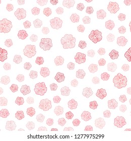 Light Red vector seamless natural backdrop with flowers. Flowers in natural style on white background. Pattern for design of fabric, wallpapers.