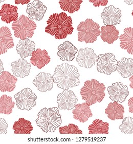 Light Red vector seamless natural pattern with flowers. Shining colored illustration with flowers. Texture for window blinds, curtains.