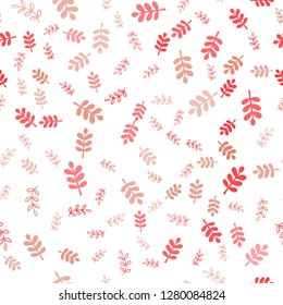 Light Red vector seamless natural backdrop with leaves, branches. Leaves and branches with gradient on white background. Design for wallpaper, fabric makers.