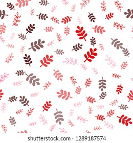 Light Red vector seamless natural background with leaves, branches. Modern abstract illustration with leaves and branches. Pattern for trendy fabric, wallpapers.