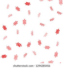 Light Red vector seamless natural backdrop with leaves. An elegant bright illustration with leaves in Natural style. Pattern for trendy fabric, wallpapers.